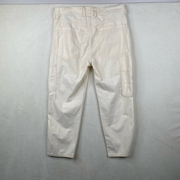 VINCE Cream Off White Flat Front High Rise Ankle Chinos Multiple Pockets Size 28 - Picture 2 of 6